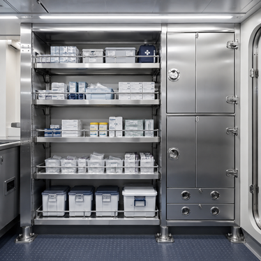 Stainless Steel Shelving for Marine Medical Areas